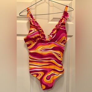 NWT Serra Pink and Orange Ladies One Piece Swimsuit
